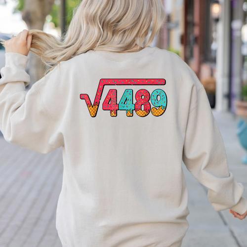 Square Root 4489 Slang Math Teacher Six Seven 6 7 Meme 67 Women's Sweatshirt Back Print - teacherstshirts.com AU