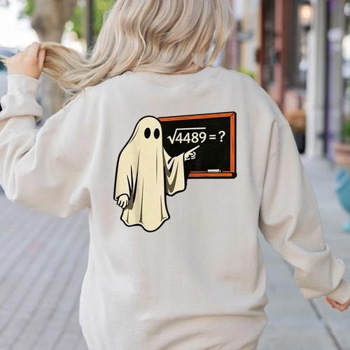 Square Root 67 Ghost Math Teacher 4489 Meme Halloween Women's Sweatshirt Back Print - teacherstshirts.com