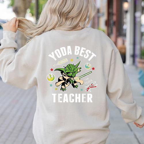 Star Wars Yoda Best Teacher Icons Women's Sweatshirt Back Print - teacherstshirts.com