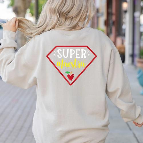 Super Heroe Maestra Espanol Spanish Super Teacher Women's Sweatshirt Back Print - teacherstshirts.com AU