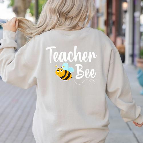 Teacher Bee Bumblebee Back To School Women's Sweatshirt Back Print - teacherstshirts.com UK