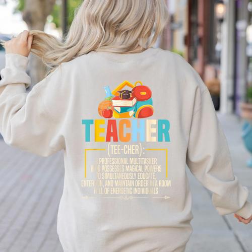Teacher Definition Teaching School Teacher Men Women Women's Sweatshirt Back Print - teacherstshirts.com AU