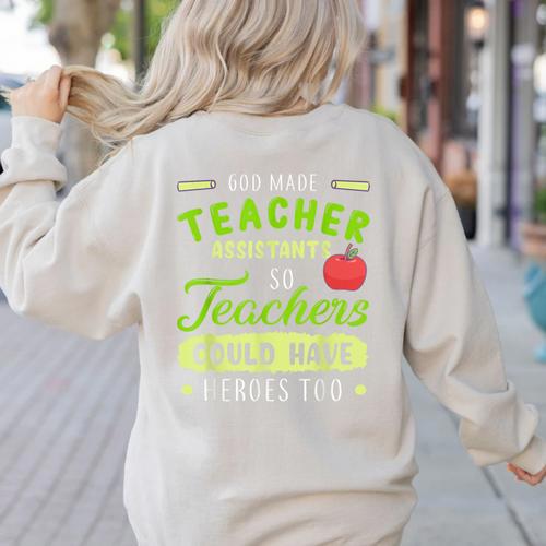 Teacher Teaching Assistant Aide Hero Women's Sweatshirt Back Print - teacherstshirts.com