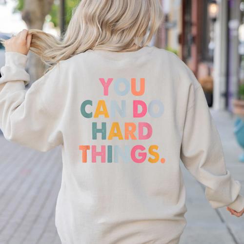 Test Day Teacher You Can Do Hard Things Women Kids Women's Sweatshirt Back Print - teacherstshirts.com UK