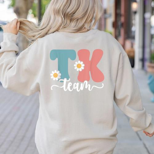 TK Team Back To School Teachers Students Team TK Women's Sweatshirt Back Print - teacherstshirts.com AU