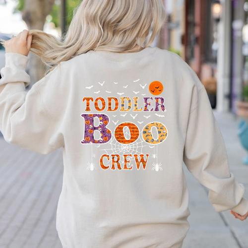Toddler Boo Crew Halloween Daycare Teacher Kids Women's Sweatshirt Back Print - teacherstshirts.com