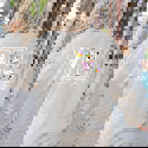 Unicorn History Teacher T-Shirt History Teacher Women&#x27;s Sweatshirt Back Print - teacherstshirts.com