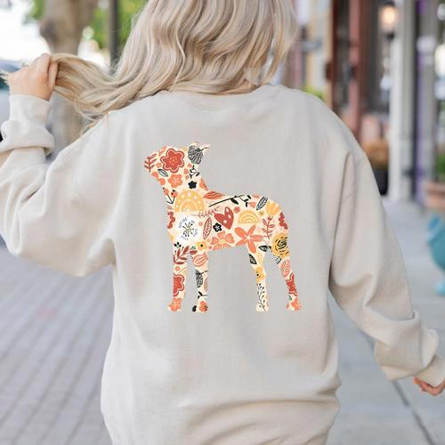 Vintage Floral Boston Terrier For Dog Lover Women's Sweatshirt Back Print - Bostonterriersmerch.com