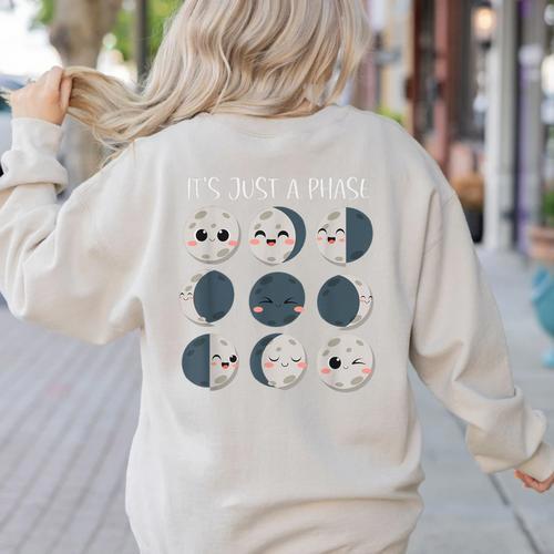 Women Science Teacher Moon Phases Scientist Back To School Women's Sweatshirt Back Print - teacherstshirts.com AU