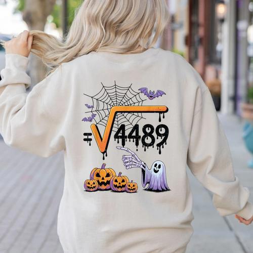 4489 Square Root 67 Math Teacher Halloween Costume Professor Women's Sweatshirt Back Print - teacherstshirts.com UK