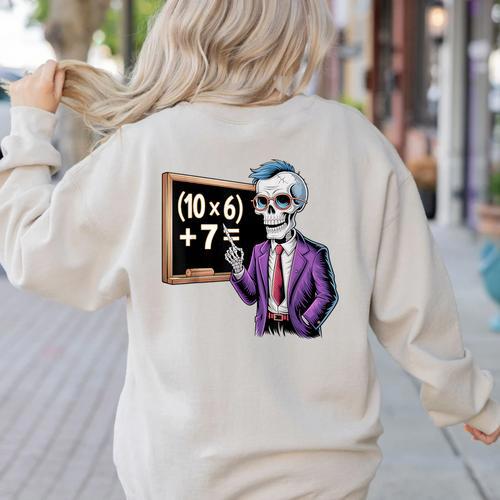 67 Math Teacher Meme Brainrot Six Seven Halloween Equation Women's Sweatshirt Back Print - teacherstshirts.com CA