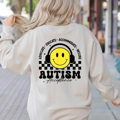 Autism Awareness Acceptance Special Education Teacher Kids Women's Sweatshirt Back Print - teacherstshirts.com UK