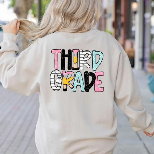 Back To School Third Grade Teacher First Day Of 3rd Grade Women's Sweatshirt Back Print - teacherstshirts.com AU