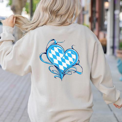 Bavarian Flag As Heart Blue Diamond Bavaria Women's Sweatshirt Back Print - Bostonterriersmerch.com