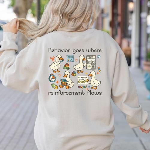 Behavior Analyst Silly Goose RBT ABA Therapy Sped Teacher Women's Sweatshirt Back Print - teacherstshirts.com UK