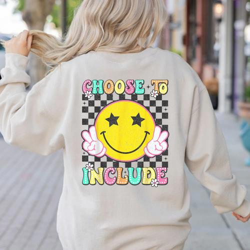 Choose To Include Special Education Teacher Autism Awareness Women's Sweatshirt Back Print - teacherstshirts.com DE