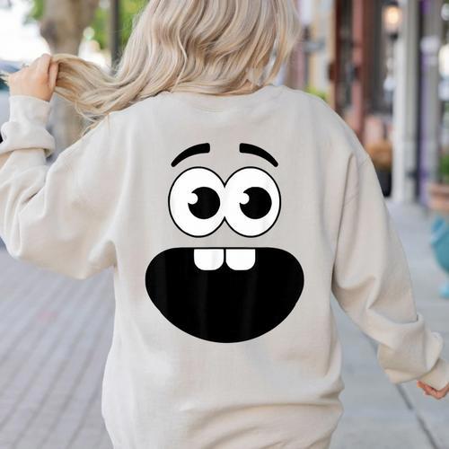 Creepy Carrots Face Teacher Halloween Costume Matching Women's Sweatshirt Back Print - teacherstshirts.com DE