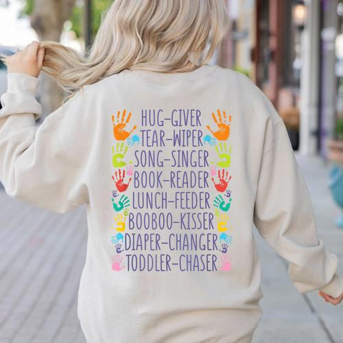 Daycare Provider Daycare Teacher Childcare Provider Women's Sweatshirt Back Print - teacherstshirts.com AU
