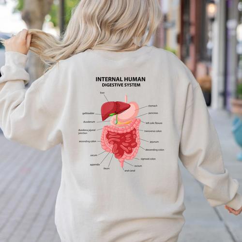 Digestive System Anatomy Anatomical Biology Teacher Men Women Women's Sweatshirt Back Print - teacherstshirts.com