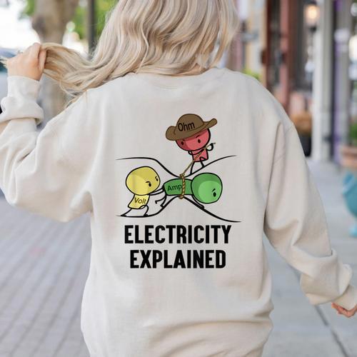 Electricity Explained Physics Nerd I Teacher School Women's Sweatshirt Back Print - teacherstshirts.com CA