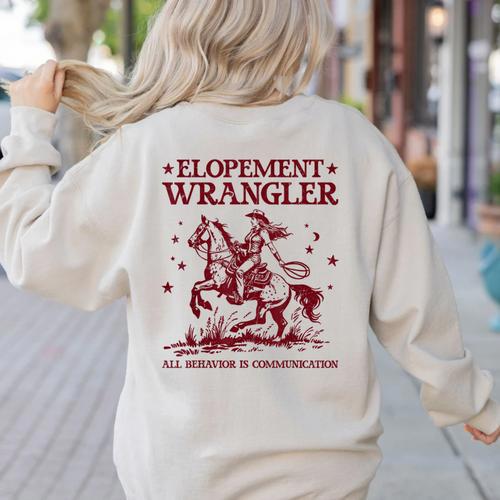 Elopement Wrangler Teacher ABA Behavior Support Cowboy Women's Sweatshirt Back Print - teacherstshirts.com CA