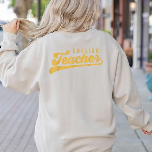 English Teacher Men Women Vintage Graphic English Teacher Women's Sweatshirt Back Print - teacherstshirts.com CA