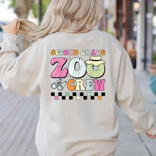 Field Zoo Trip Shirt For Teacher Second Grade Crew Women's Sweatshirt Back Print - teacherstshirts.com