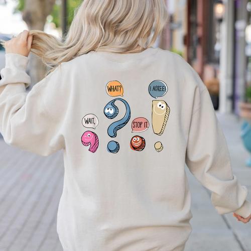 Grammar Teacher Punctuation For English Teacher Men Women Women's Sweatshirt Back Print - teacherstshirts.com AU
