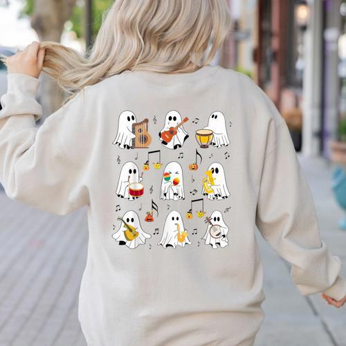 It's A Bootiful Day To Make Music Ghost Teacher Women's Sweatshirt Back Print - teacherstshirts.com
