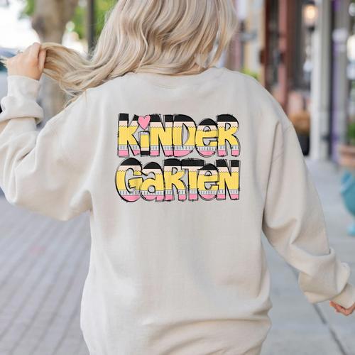 Kindergarten Pencil First Day Of School Teacher Toddler Kids Women's Sweatshirt Back Print - teacherstshirts.com AU