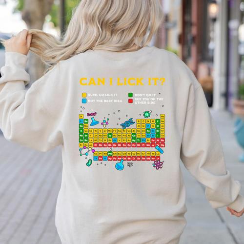Can I Lick It Periodic Table Science Teacher Student Premium Tri-Blend Women's Sweatshirt Back Print - teacherstshirts.com UK