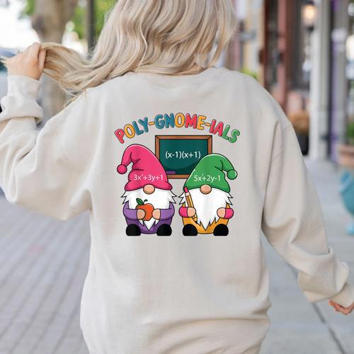 Poly-Gnome-Ials Algebra Teacher Calcul Teacher Women's Sweatshirt Back Print - teacherstshirts.com CA