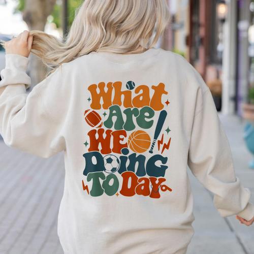 Retro PE Teacher What Are We Doing Today School Coach Women Women's Sweatshirt Back Print - teacherstshirts.com UK