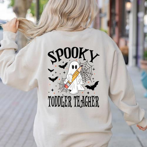 Spooky Toddler Teacher Halloween School Women's Sweatshirt Back Print - teacherstshirts.com UK
