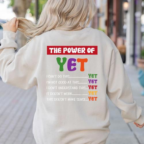 Teacher Growth Mindset Power Of Yet Women's Sweatshirt Back Print - teacherstshirts.com UK