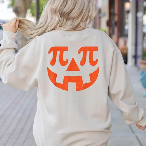 Thanksgiving Math Teacher Pumpkin Pi Pie Math Costume Women's Sweatshirt Back Print - teacherstshirts.com CA