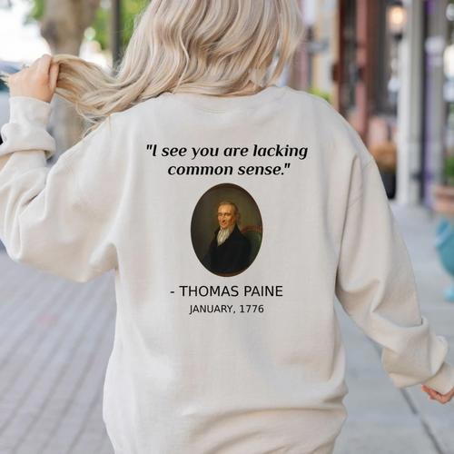 Thomas Paine Common Sense USA History Teacher Student Women's Sweatshirt Back Print - teacherstshirts.com
