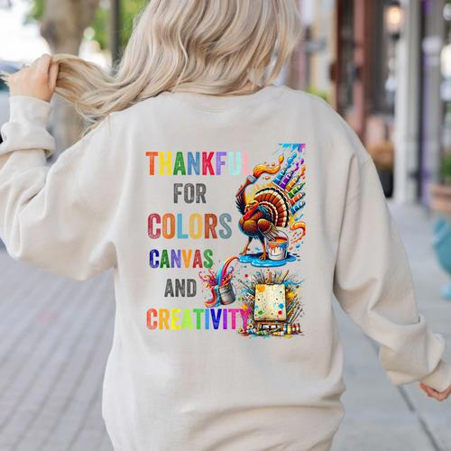 Turkey Thanksgiving Art Teacher Costume Tee For Artists Women's Sweatshirt Back Print - teacherstshirts.com AU