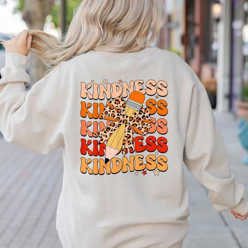 Unity Day Orange Kindness Teacher Bow Anti Bullying Be Kind Women's Sweatshirt Back Print - teacherstshirts.com DE