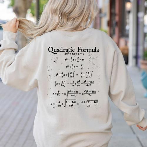 Vintage Nerdy Quadratic Formula Proof Algebra Math Teacher Women's Sweatshirt Back Print - teacherstshirts.com DE