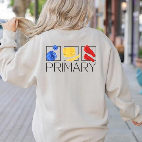 Women Art Teacher Back To School Artist Primary Color Theory Women's Sweatshirt Back Print - teacherstshirts.com