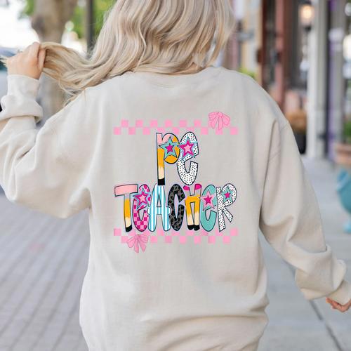 Women PE Teacher Back To School Physical Education Teacher Women's Sweatshirt Back Print - teacherstshirts.com AU