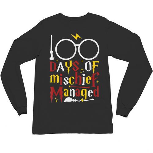 100 Days Of Mischief Managed Teacher Kid 100th Day Of School Unisex Long Sleeve T-Shirt - teacherstshirts.com AU