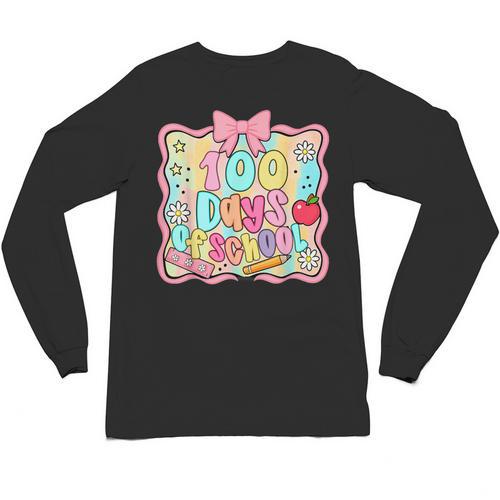 100 Days Of School Preppy 100th Day Of School Teacher Kids Unisex Long Sleeve T-Shirt - teacherstshirts.com CA
