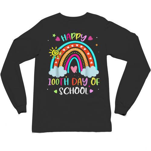 100th Day Of School Rainbow Happy 100 Days Smarter Teacher Unisex Long Sleeve T-Shirt - teacherstshirts.com UK