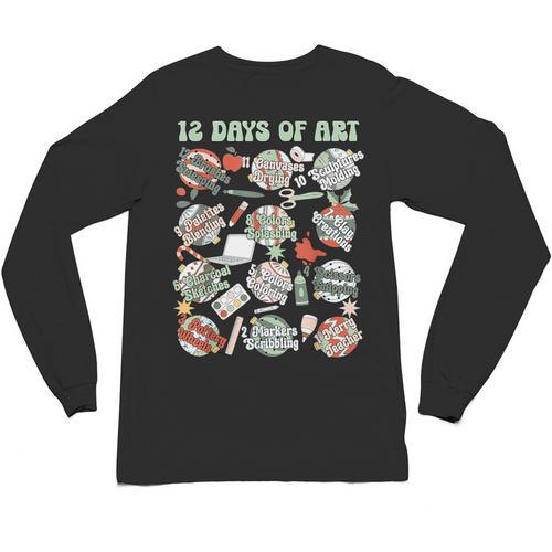 12 Days Of Art Teacher Christmas Artists Painter Educational Unisex Long Sleeve T-Shirt - teacherstshirts.com CA