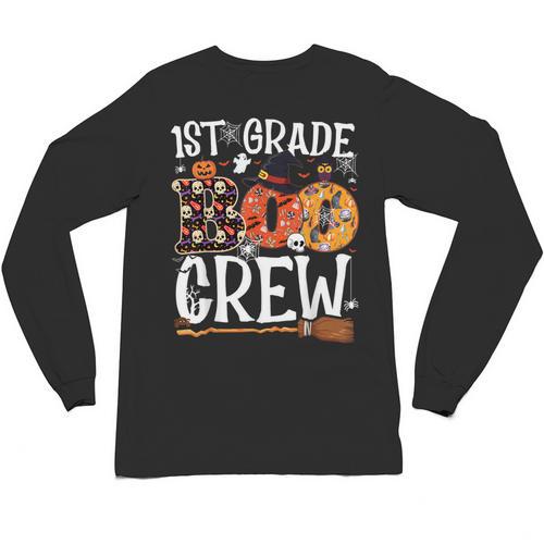 1st Grade Boo Crew Cute Ghost Halloween Teacher Kids Unisex Long Sleeve T-Shirt - teacherstshirts.com UK