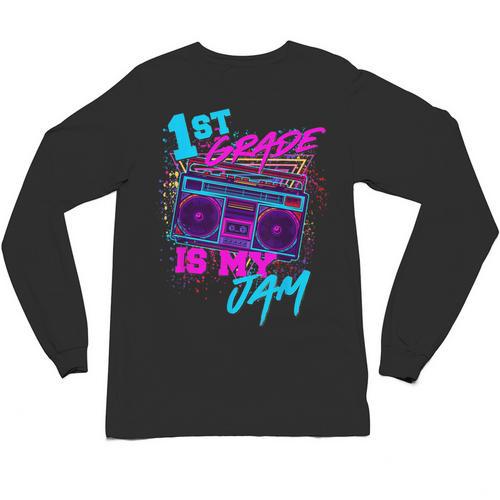 1st Grade Is My Jam Vintage 80s 80's Teacher Student Retro Unisex Long Sleeve T-Shirt - teacherstshirts.com AU