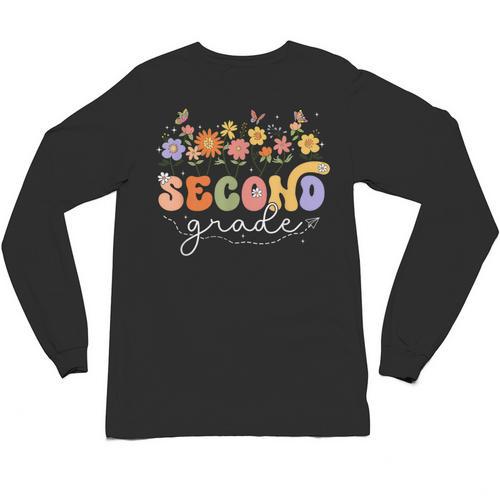 2nd Second Grade Teacher Wildflower Back To School Floral Unisex Long Sleeve T-Shirt - teacherstshirts.com UK