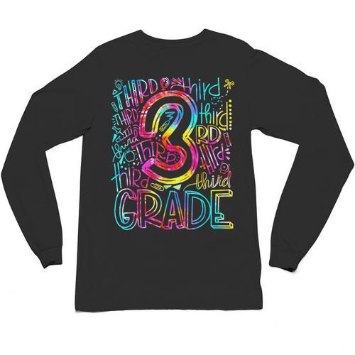3rd Grade Typography Team Third Grade Teacher Back To School Unisex Long Sleeve T-Shirt - teacherstshirts.com UK